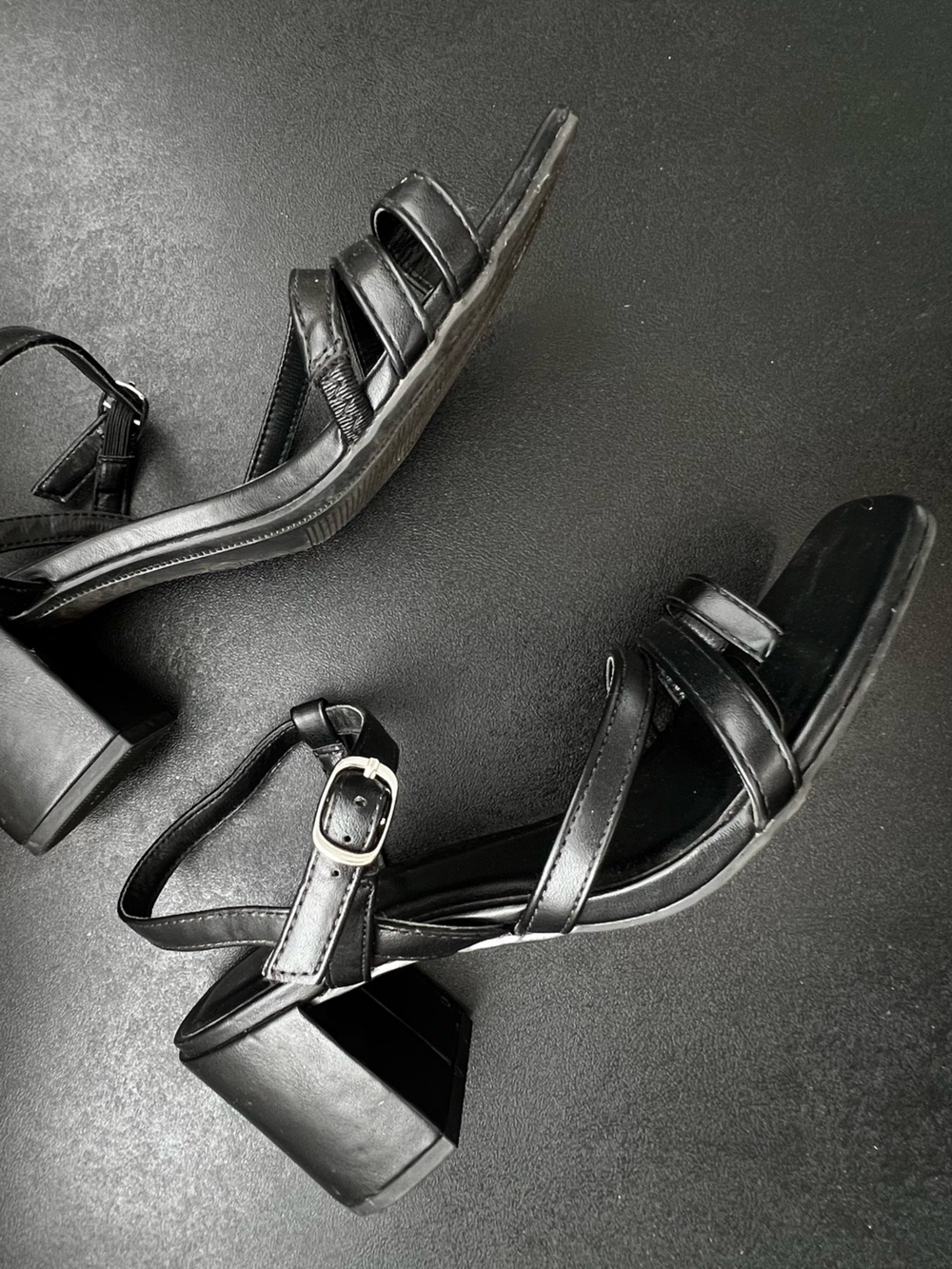 a new day Black Strappy Block Heel Sandals